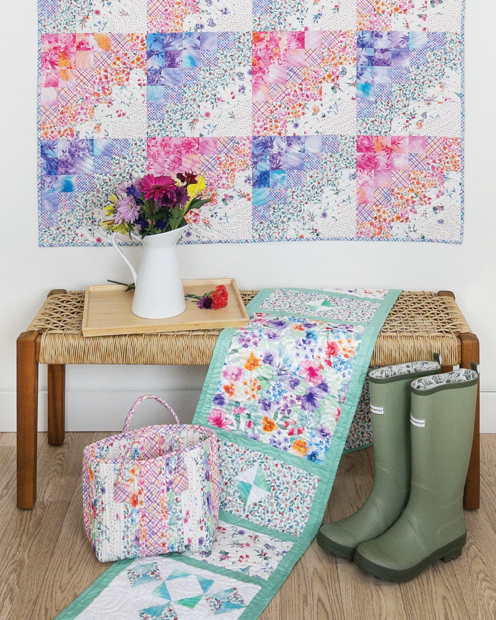 bloom bright quilt and runner lifestyle image