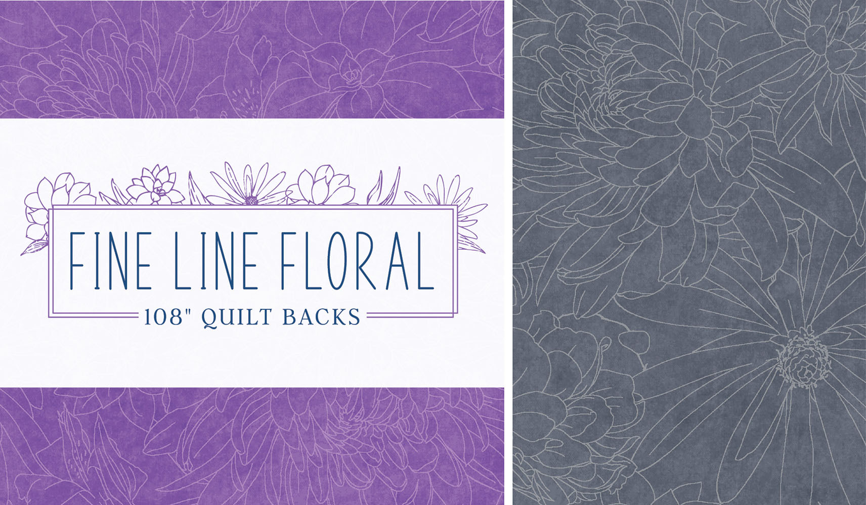 Maywood Studio Fine Line Floral 108" Quilt Back Collection